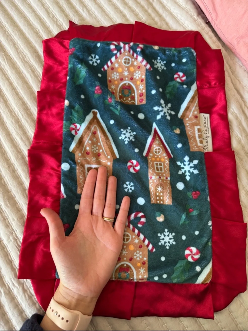 Minky Couture Red & Green Gingerbread Holiday Throw